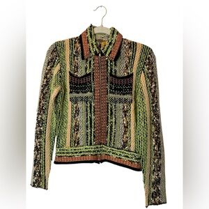 The Girl who...Pride- Sparkle Wool Blend Knit Zip sz S Blazer Cocktail Evening